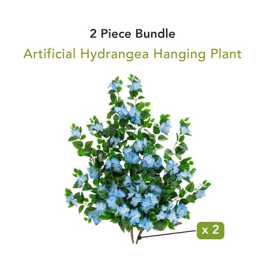 41" UV Resistant Artificial Hydrangea Hanging Plants